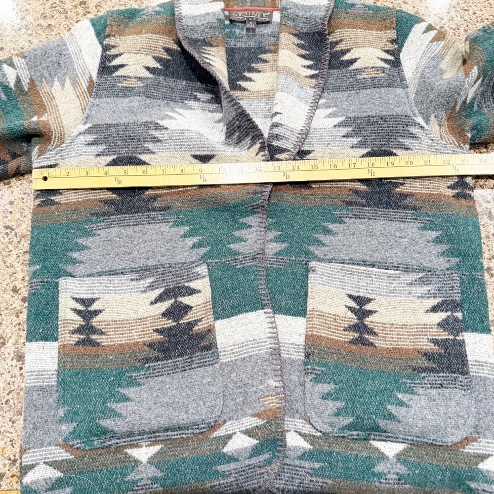 Vintage Karen Kane Shawl Collar Wool-Blend Blanket-Style Tribal Jacket S - Picture 9 of 9
